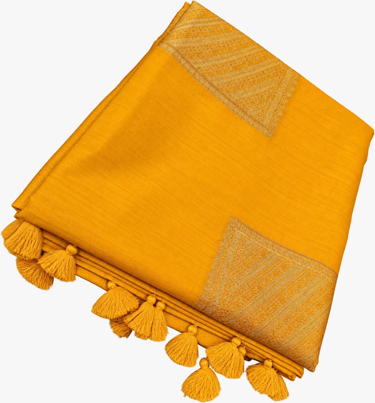 Jute Silk Saree - Golden Yellow
