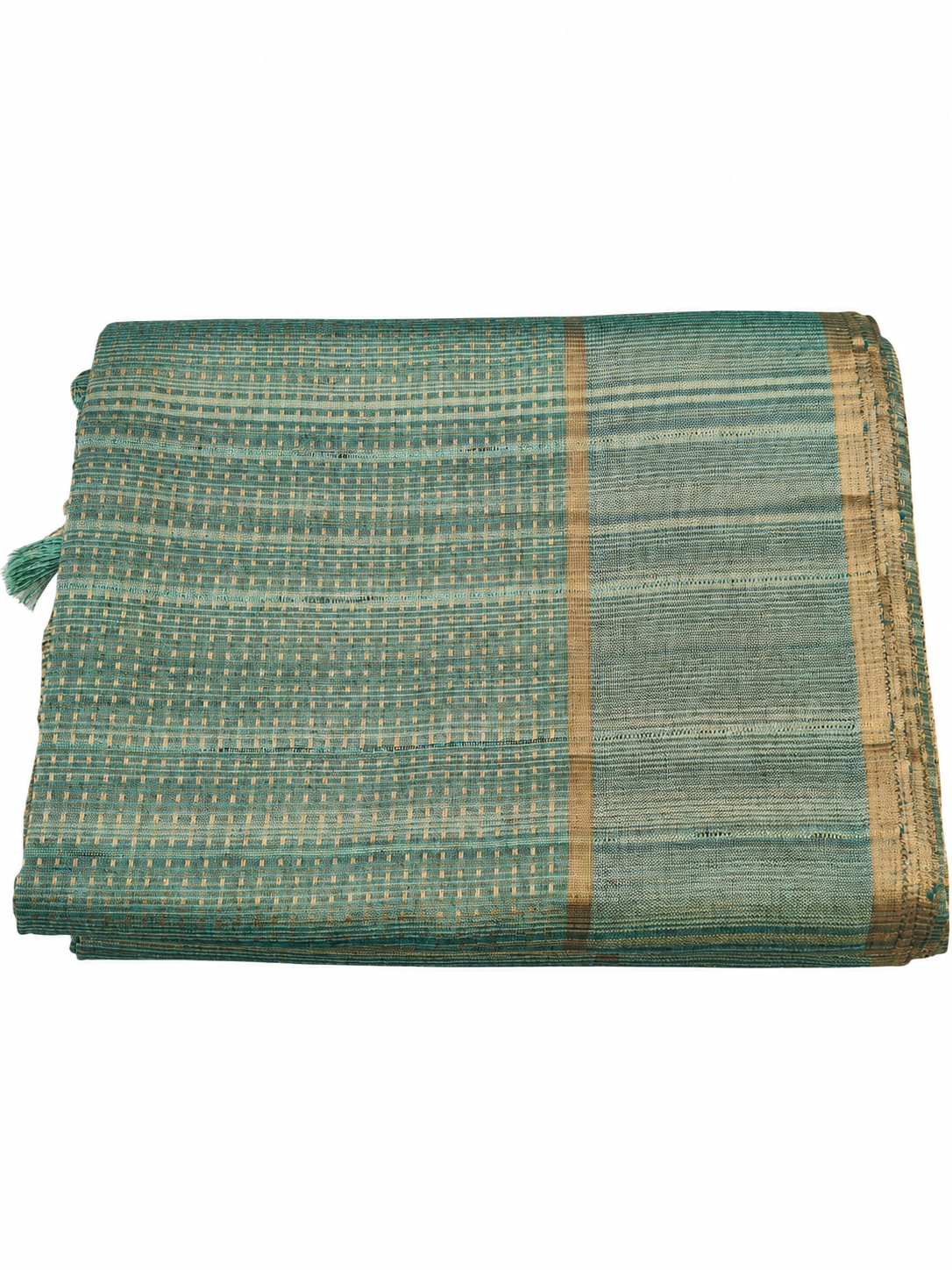 Semi Tussar Silk Saree - Teal Green