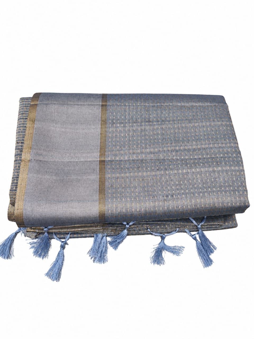Semi Tussar Silk Saree - Grey
