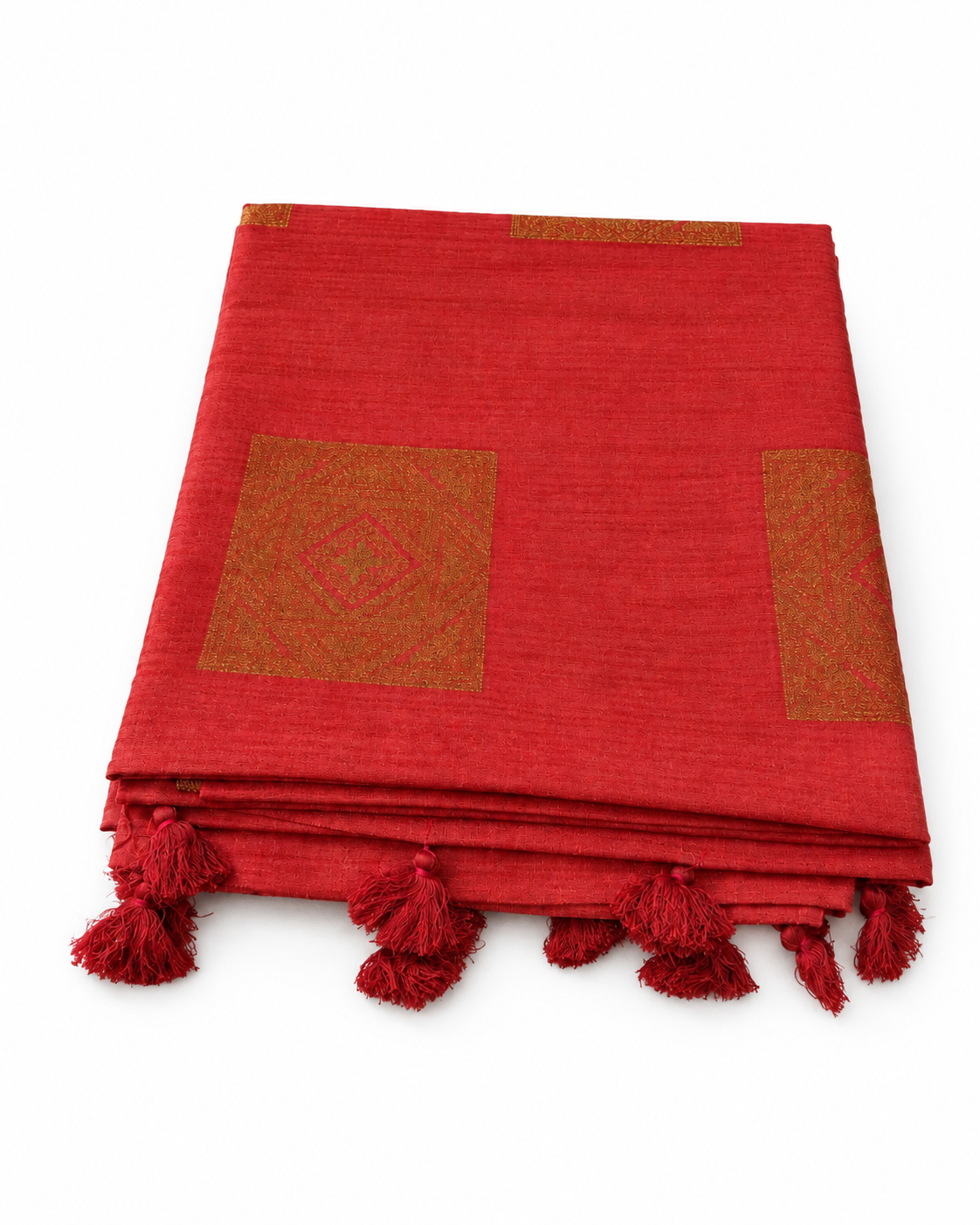 Jute Silk Saree - Rust