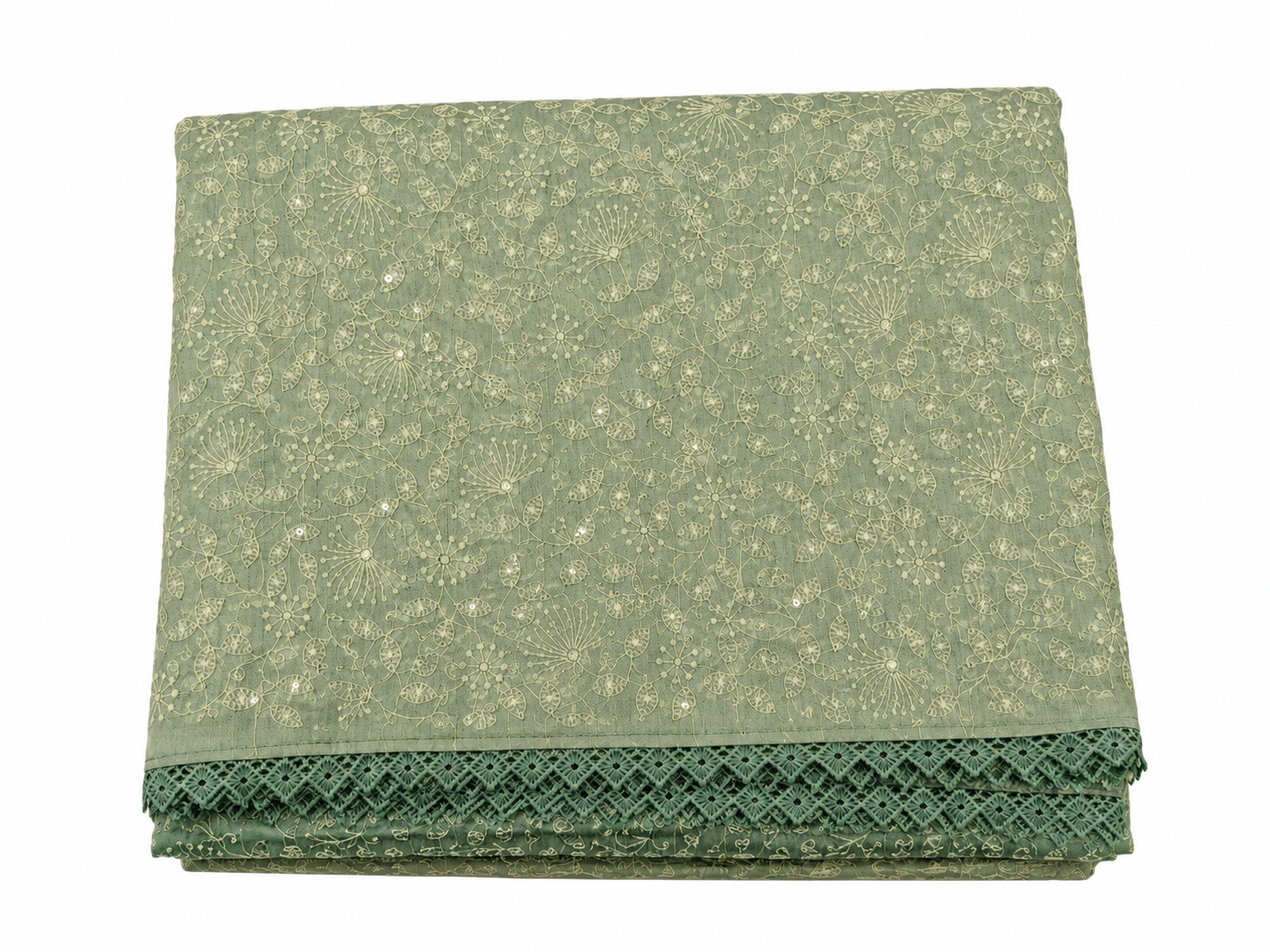 Chikkankari Silk - Mint Green