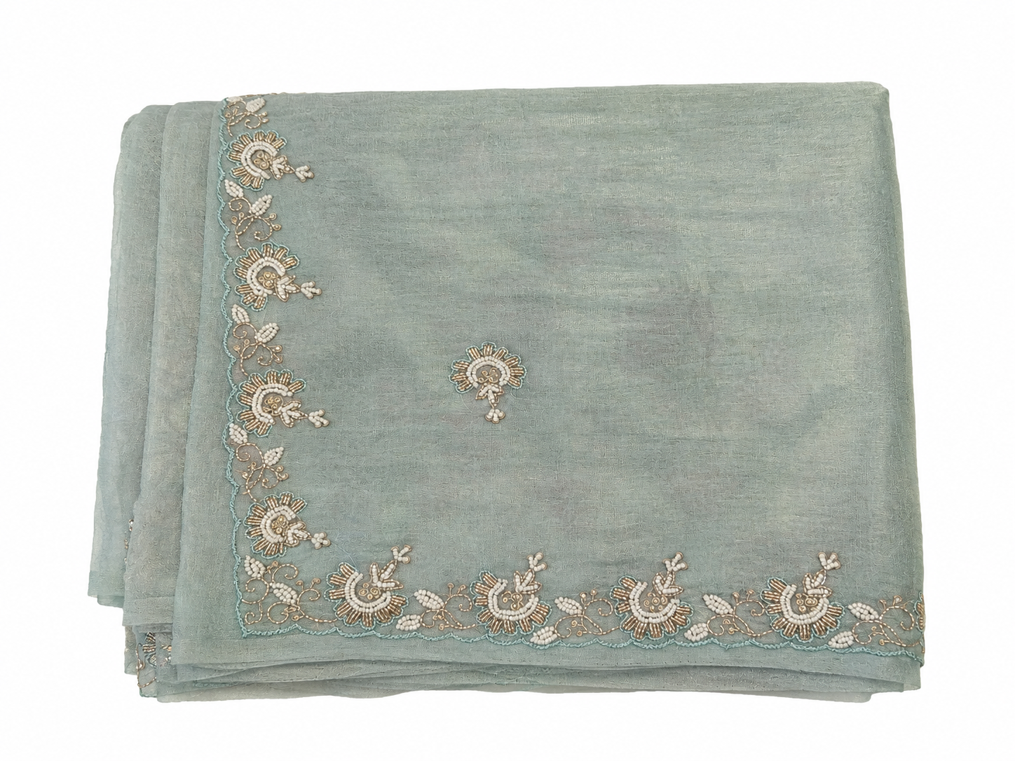 Organza Saree - Sage Green 