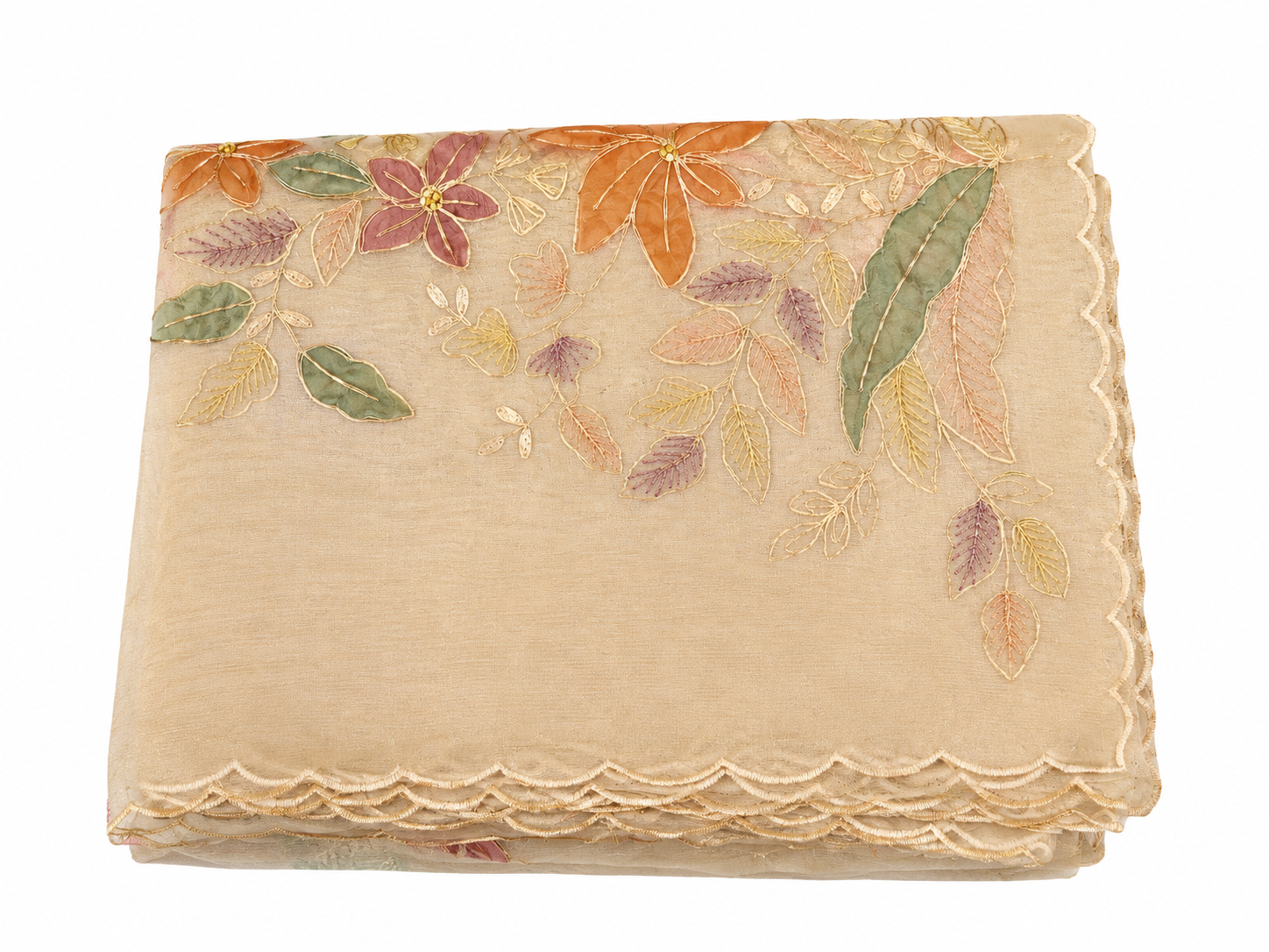 Glass Organza Saree - Cream